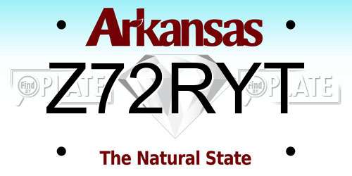 Z72RYT Arkansas License Plate