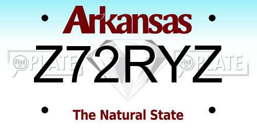 Z72RYZ Arkansas License Plate
