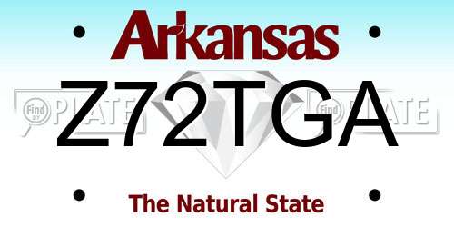 Z72TGA Arkansas License Plate