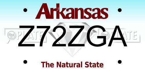 Z72ZGA Arkansas License Plate