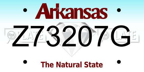 Z73207G Arkansas License Plate