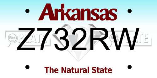 Z732RW Arkansas License Plate