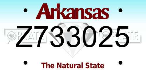 Z733025 Arkansas License Plate