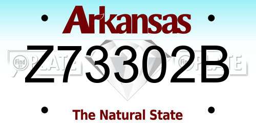 Z73302B Arkansas License Plate