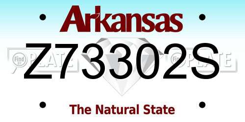 Z73302S Arkansas License Plate