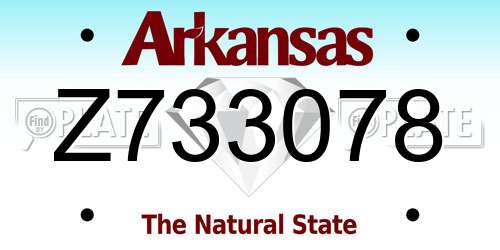 Z733078 Arkansas License Plate