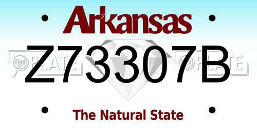 Z73307B Arkansas License Plate