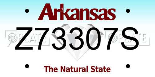 Z73307S Arkansas License Plate