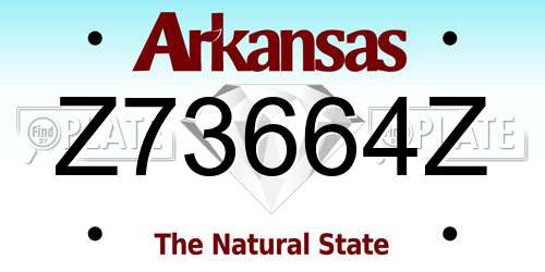 Z73664Z Arkansas License Plate