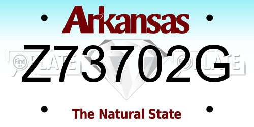 Z73702G Arkansas License Plate