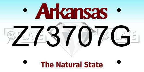 Z73707G Arkansas License Plate