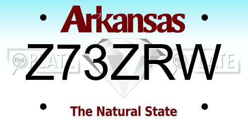 Z73ZRW Arkansas License Plate
