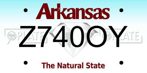 Z740OY Arkansas License Plate