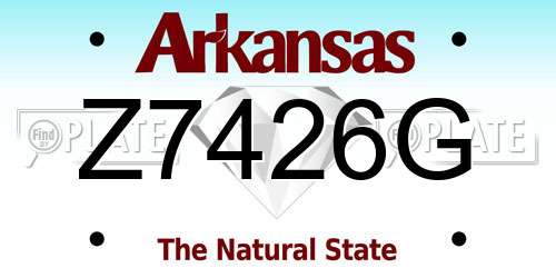 Z7426G Arkansas License Plate