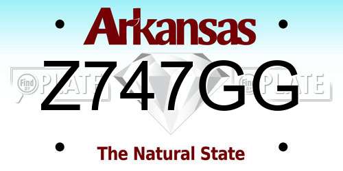 Z747GG Arkansas License Plate