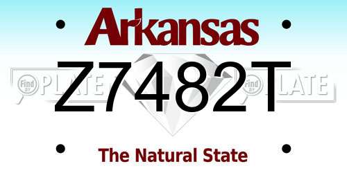Z7482T Arkansas License Plate