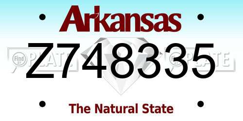 Z748335 Arkansas License Plate