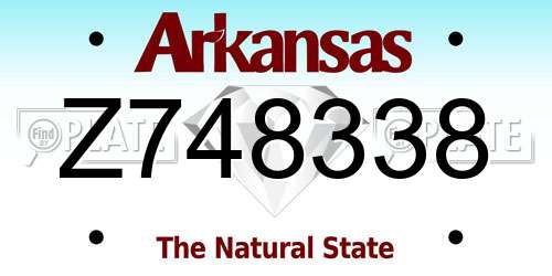 Z748338 Arkansas License Plate