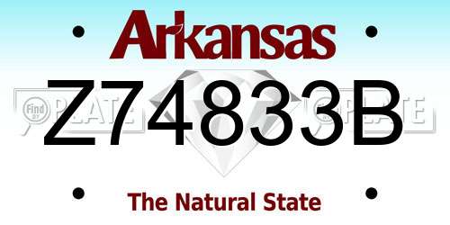 Z74833B Arkansas License Plate