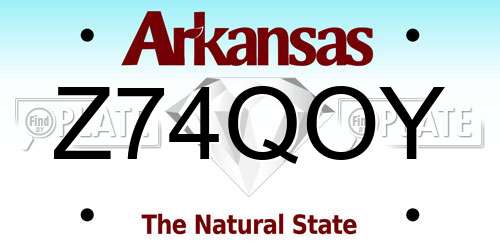 Z74QOY Arkansas License Plate