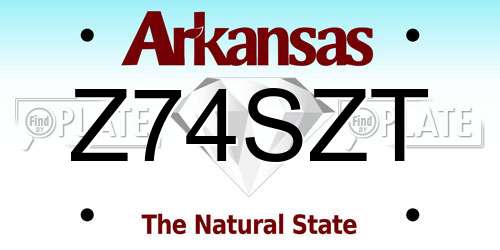 Z74SZT Arkansas License Plate