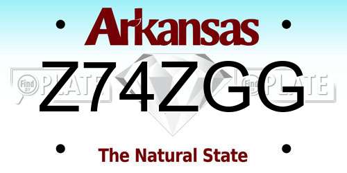 Z74ZGG Arkansas License Plate