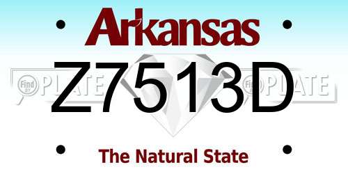 Z7513D Arkansas License Plate