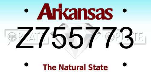 Z755773 Arkansas License Plate