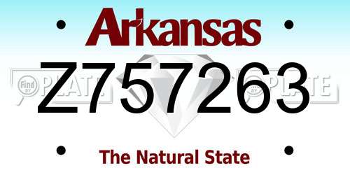 Z757263 Arkansas License Plate