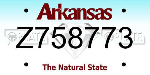Z758773 Arkansas License Plate