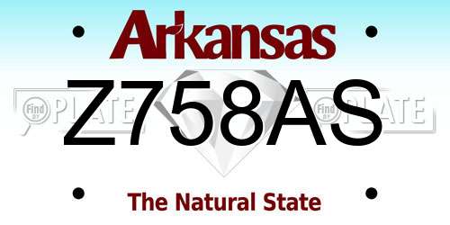 Z758AS Arkansas License Plate