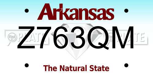 Z763QM Arkansas License Plate
