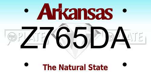 Z765DA Arkansas License Plate