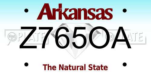 Z765OA Arkansas License Plate