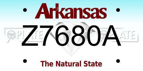 Z7680A Arkansas License Plate