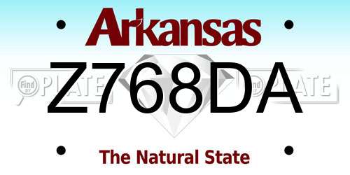 Z768DA Arkansas License Plate