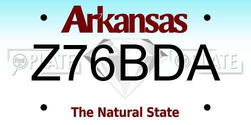 Z76BDA Arkansas License Plate