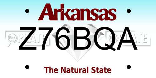 Z76BQA Arkansas License Plate