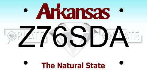 Z76SDA Arkansas License Plate