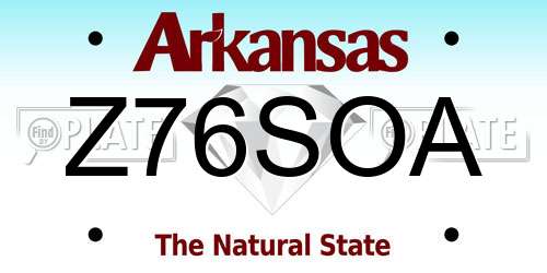 Z76SOA Arkansas License Plate