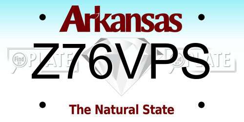 Z76VPS Arkansas License Plate