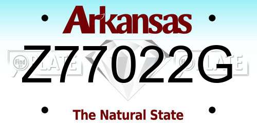 Z77022G Arkansas License Plate