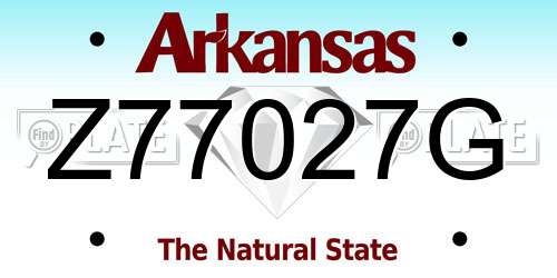 Z77027G Arkansas License Plate