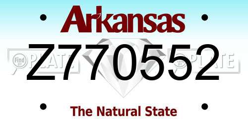 Z770552 Arkansas License Plate
