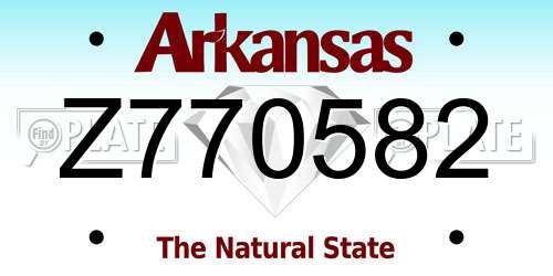 Z770582 Arkansas License Plate