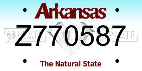 Z770587 Arkansas License Plate