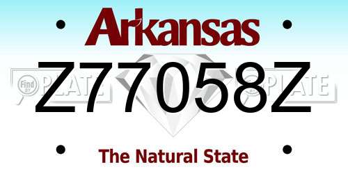 Z77058Z Arkansas License Plate