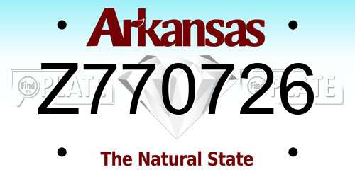 Z770726 Arkansas License Plate