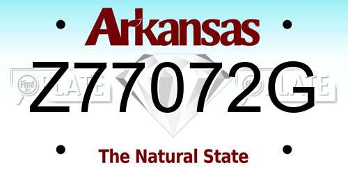 Z77072G Arkansas License Plate