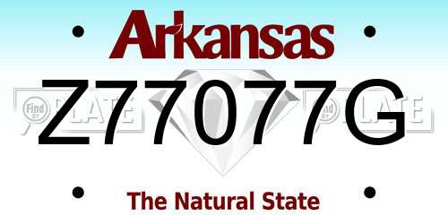 Z77077G Arkansas License Plate
